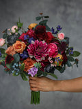 Silk Jewel Burgundy Bridal & Bridesmaids Bouquet, Silk Flower Wedding Bouquet