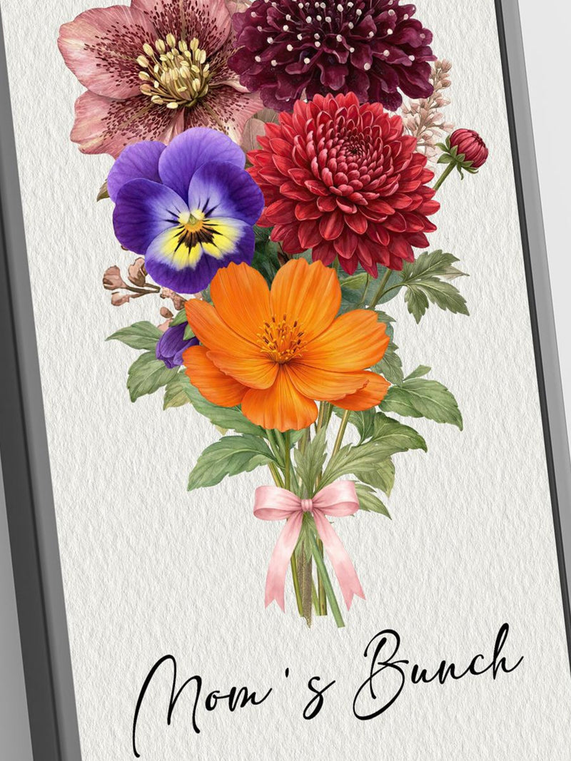 Birth Month Flower Bouquet Printable, Custom Family Grandma Birthday Present, Personalized Digital Download birthday flower