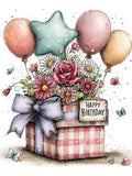 48 JPG Floral Birthday Gift Box Clipart Ð Party Invitation Illustrations with Flowers for Cards & Crafts JPG Set | Commercial Use birthday flower