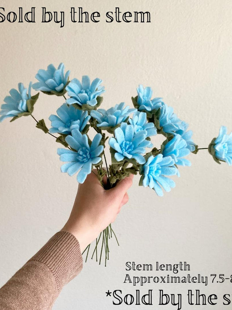 Felt chicory individual custom stem, build your own bouquet, get well flowers, sympathy, wedding, memorial, funeral, hypoallergenic sympathy flower