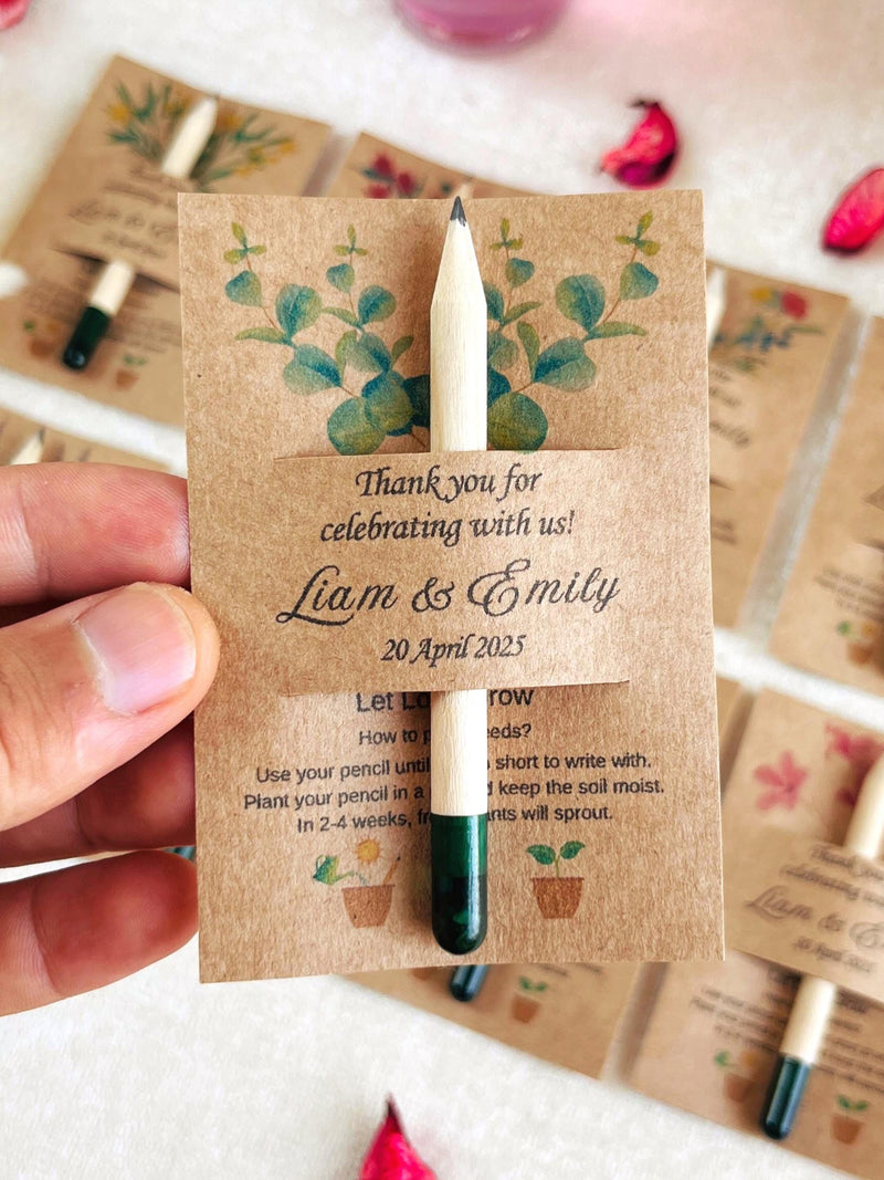 Personalized Mini Seed Pencils for Weddings. Custom Plantable Pencils Eco Friendly Thank You Gifts. seeds bulk