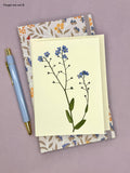 Pressed Flower Greeting Card, blank - Forget me not sympathy flower