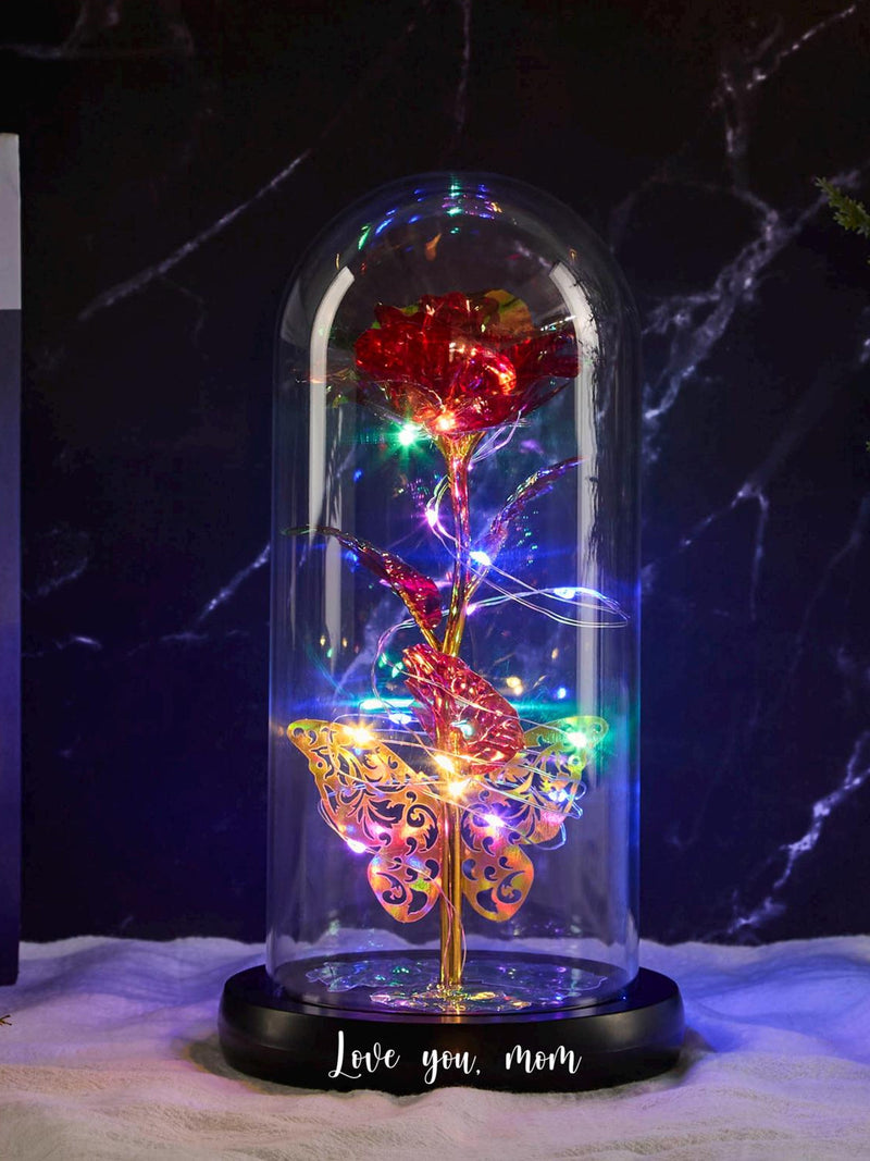 Personalized Galaxy Rose in Glass Dome with LED Light,Preserved Rose,Gift for Mom,Anniversary Gifts,Eternal Love,Mother's Day Gift ANNIVERSARY