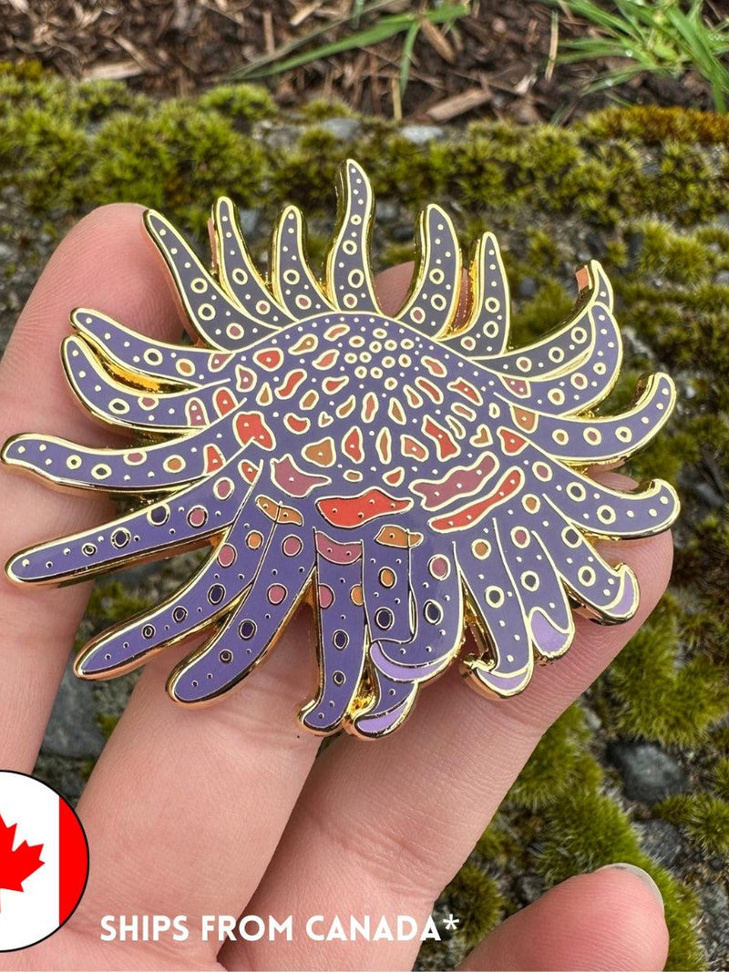 Sunflower Star Enamel Pin - 25% to Charity! - Pycnopodia helianthoides flower spore