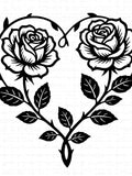Rose Heart SVG, PNG, Romantic Floral Love, Two Roses Heart Shape, Valentine Wedding Cut File, Couple Gift, Flower Clipart, Bridal Shower Art Love Romance Flower