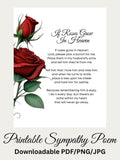 Loss Of Husband Sympathy Poem, Roses In Heaven Verse (Digital Art Print) sympathy flower
