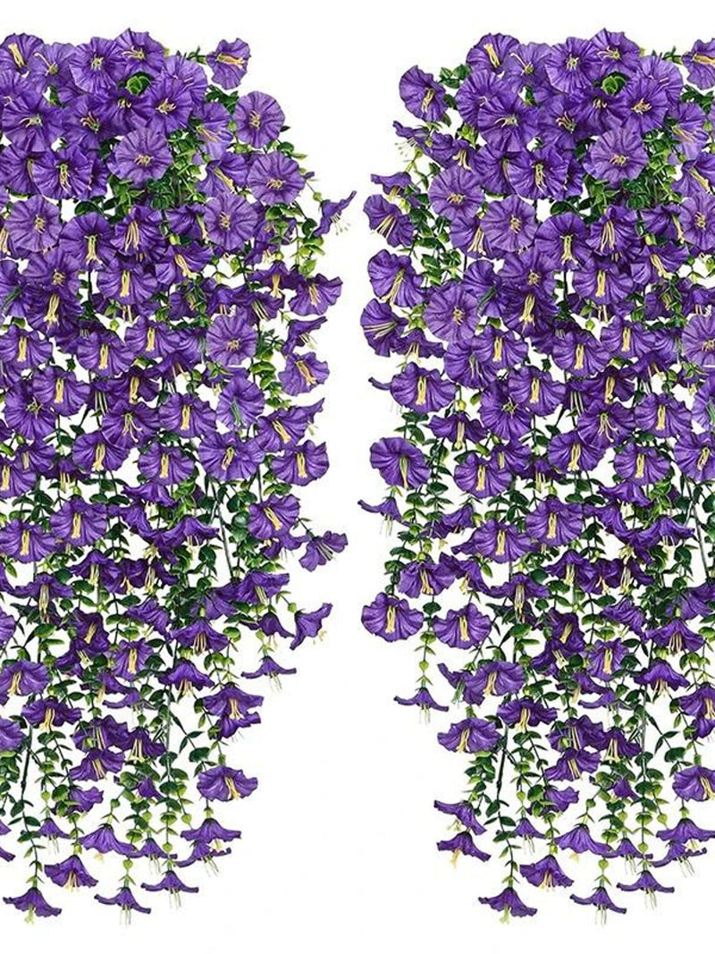 1/2Pc 75cm White Artificial Morning Glory Vine Wall Hanging Faux Flower Garland for Home Garden Wedding Decoration faux plants