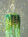 Handmade glass bead suncatcher plant with over 400 beads, window decoration, suncatcher, succulent, hanging plant faux plants