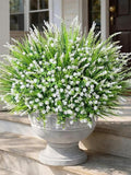 HyeFlora UV Resistant Artificial Outdoor Flowers Ð 20 Bundles White Faux Plants faux plants