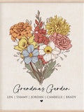 Grandmas Garden Print,Moms Garden Picture, Nanas Garden,Personalized Grandma Gift Mothers Day Birth Flower Bouquet Print Mums Garden Digital ANNIVERSARY