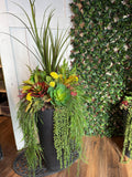 Artificial Outdoor Succulent Drop In Planters for Porch, Tall Floor Arrangement, Faux Plants, Lifelike Urn Filler Arrangement faux plants