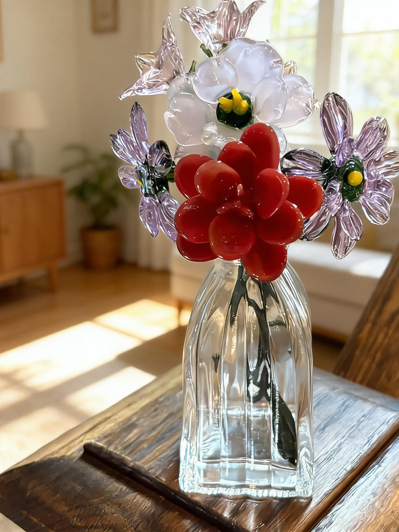Personalized Glass Birth Month Flower, Hand Blown Spring Flower, Birthday Gift for Her, Custom Bouquet, Perfect Valentine's Day Gift for Her birthday flower