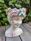 Colorful Butterfly Flower Lady Head Planter Garden Decor house warming flower