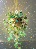 Handmade suncatcher plant made of glass beads with over 300 beads and 30 m of copper wire, window decoration, suncatcher, succulent, hanging plant faux plants