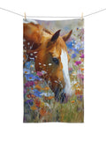 Light Brown Horse Hand Towel Flowers Soft Kitchen Towel Bathroom Decor Gift Idea Home Decors House Warming Present house warming flower