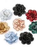 Rhinestone Silk Flower Rose Patch Applique - Wedding Shoe Decoration (2 Pieces) silk flower