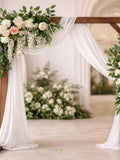 Blush Silk Wedding Arch Flowers, Corner Swag and Tieback Ceremony Decor silk flower