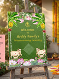 Personalized Griha Pravesh Welcome Sign: Kolam Pichwai Indian Housewarming (Digital Download), Made to order house warming flower