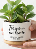 Succulent Memorial Planter Pot, Personalized Name Dates, Sympathy Remembrance Gift, Custom Bereavement Flower Pot, Forever In Our Hearts sympathy flower