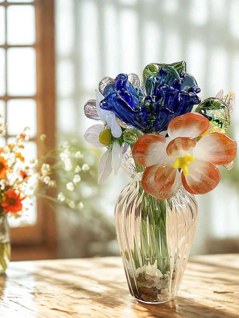 Handmade Glass Flower, Artisan Crafted Flower Bouquet, Birth Flower Gift, Mothers Day,Hand Blown Flower, Personalized Birthday,Gift For Her, ANNIVERSARY