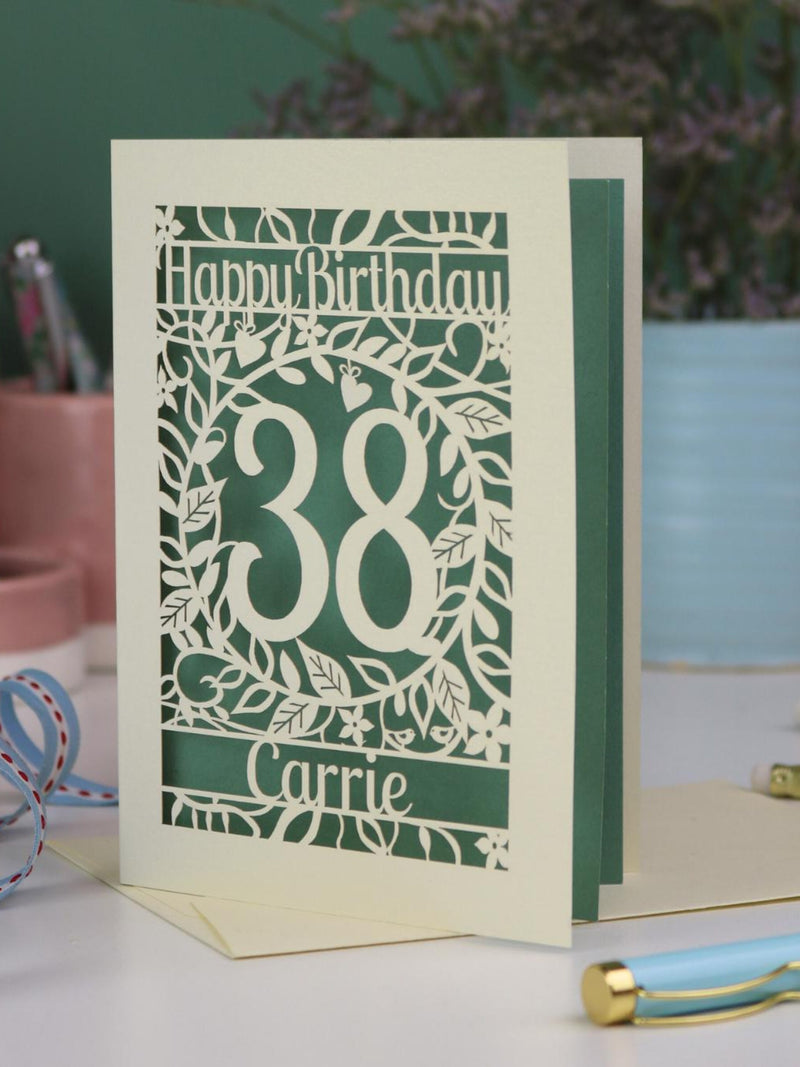 Personalised Laser Cut Papercut Special Age Flower Birthday Card, Floral Happy Birthday Age Card, Handmade Cards UK birthday flower