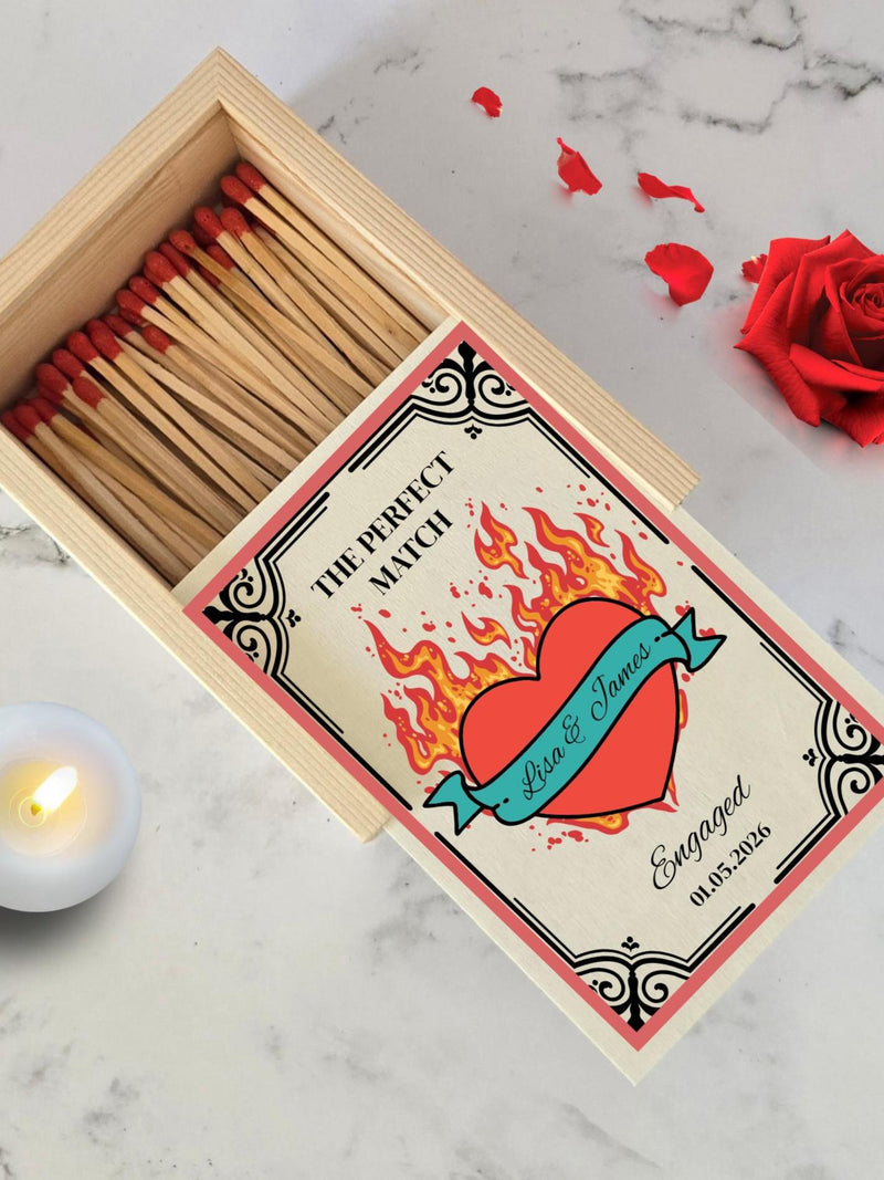 Personalized Couples Wooden Matchbox, Personalized keepsake gift for wedding, engagement, anniversary, Valentine's Day ANNIVERSARY