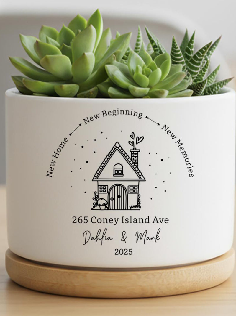 Personalized First Home Flower Planter, Custom New Home Gift, Housewarming Gift for Couple, Moving In Gift for Friends, New Home Gift house warming flower