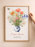 Family Birth Flower Print, Custom Family Garden Poster, MotherÕs Day Gift for Mom, Family Bouquet Art, Bonus Mom Gift, Our Family Garden birthday flower
