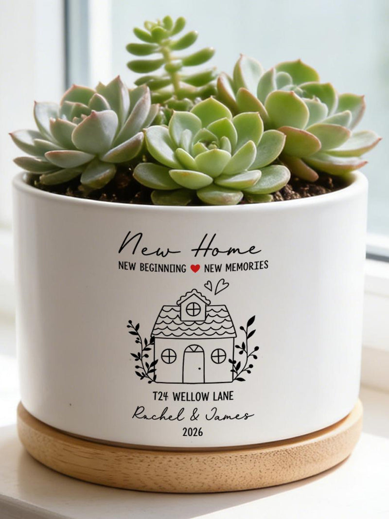 Personalized Housewarming Gift, Custom New Home Vase or Planter, New Home New Memories, Closing Gift for Home Buyers, Address Flower Pot house warming flower