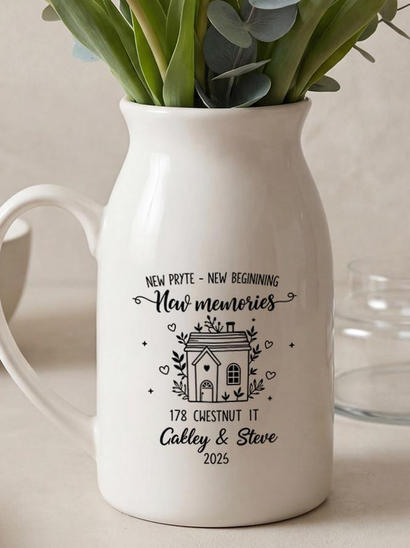 Personalized Housewarming Gift, Custom New Home Vase or Planter, New Home New Memories, Closing Gift for Home Buyers, First Home Gift house warming flower
