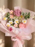 Crochet Flower Bouquet Handmade Gift, Knitted Rose Bouquet For Her, Forever Flower Arrangement For Mom, Teacher, Birthday, Home Decor Bouquet