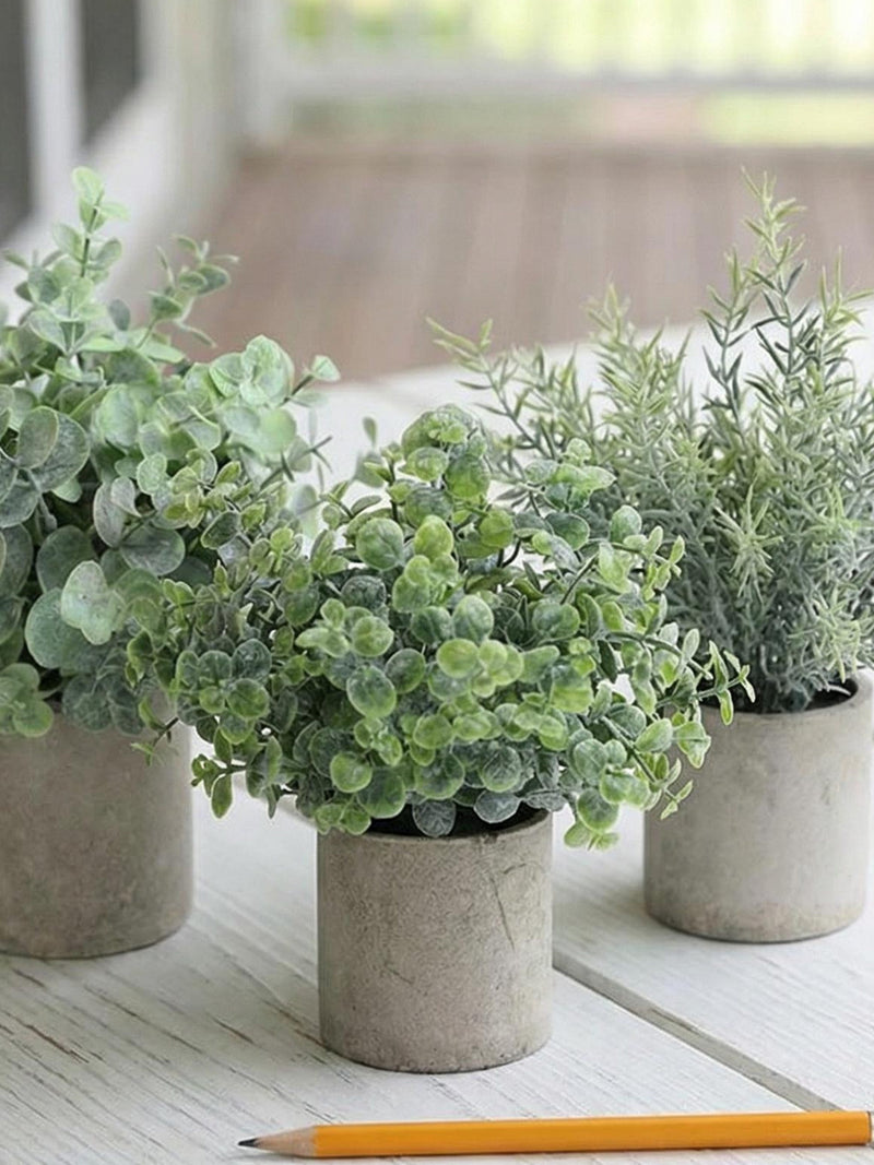 Small Faux Potted Plants Ð Dusty Vintage Look Indoor Greenery with Biodegradable Pots faux plants