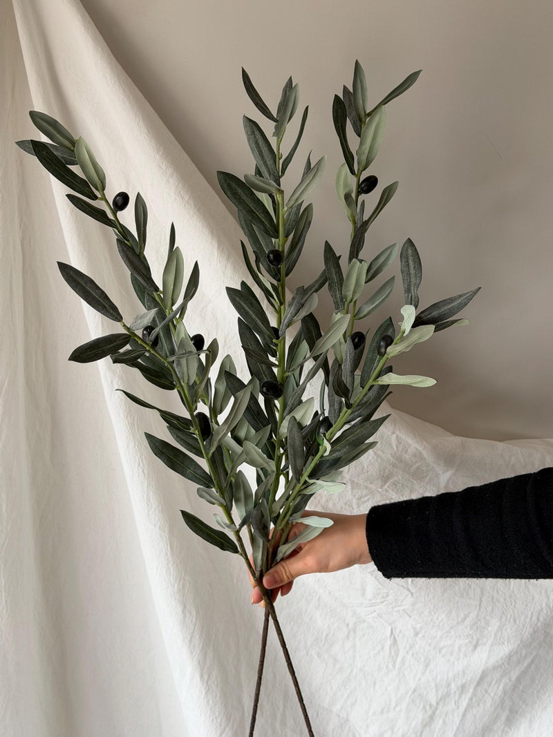 Artificial Olive Branch for Greenery Garland, Fake Olive stem with fruits, Faux Olive Leaf for House Warming, Wedding Holiday Season Decors faux plants