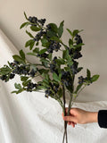 Long Stems Berries, 34.6" Faux BlueBerry Stems for DIY Wreath, Faux greenery stem, Berry Branch Spring stems, Artificial blueberry stem faux plants