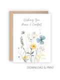 Printable Sympathy and Condolences Card: Watercolor Wildflowers (Sizes 5x7 & A2, Digital Download) sympathy flower