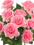 Blush Pink Artificial Rose Bouquet: Faux Silk Flower Stems silk flower