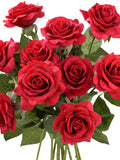 Red Artificial Rose Bouquet: Faux Silk Flower Stems silk flower