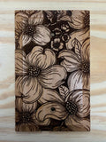 Wooden dogwood flower engraved blank lightswitch or outlet cover - floral wall plate - Cornus florida house warming flower