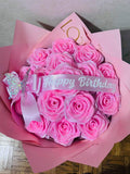 Glittered Ribbon Rose Bouquet Ð Custom Artificial Flowers, Keepsake Gift ANNIVERSARY