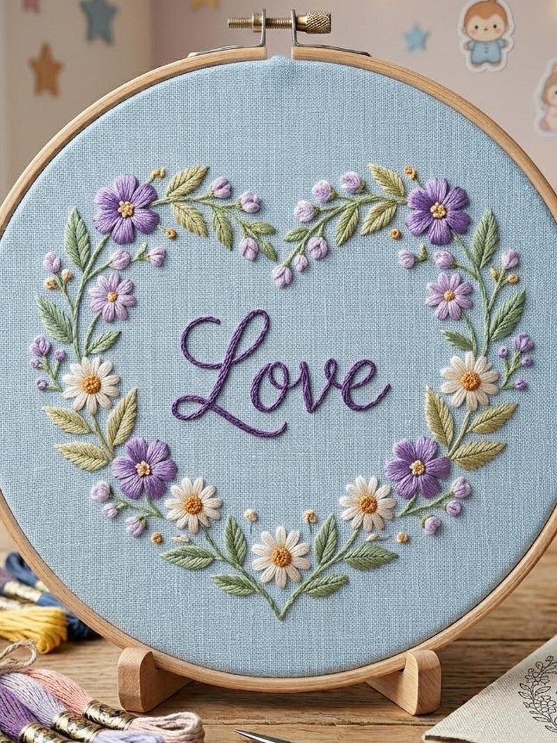 Floral Heart Embroidery Pattern: Love Design (Digital Download) Love Romance Flower
