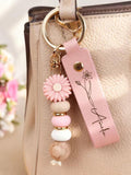 Personalized Keychain Daisy Bead PendantÐ Custom NameÐ Birthday Flower KeychainÐ Perfect Bag CharmÐ Gift for WomenÐ Anniversary Gift birthday flower