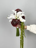Burgundy and White Morden Bouquet, Made with Calla Lily, Anthurium and Amaranthus Bouquet