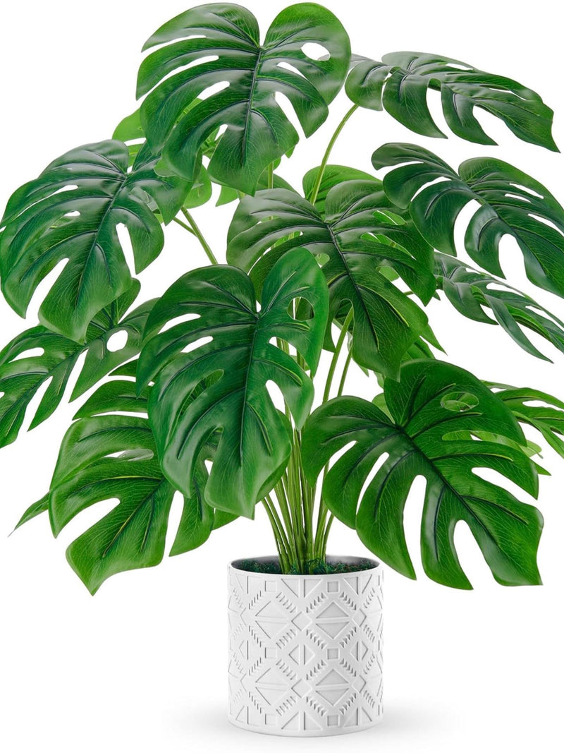 Der Rose Large Artificial Monstera Plant Ð Faux Potted Indoor Farmhouse DŽcor faux plants