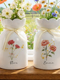 Personalized Birth Flower Ceramic Vase, Zodiac Sign Flower Vase, Custom Name Vase, Birthday Gift for Mom, Astrology Gift, Floral Home Decor ANNIVERSARY