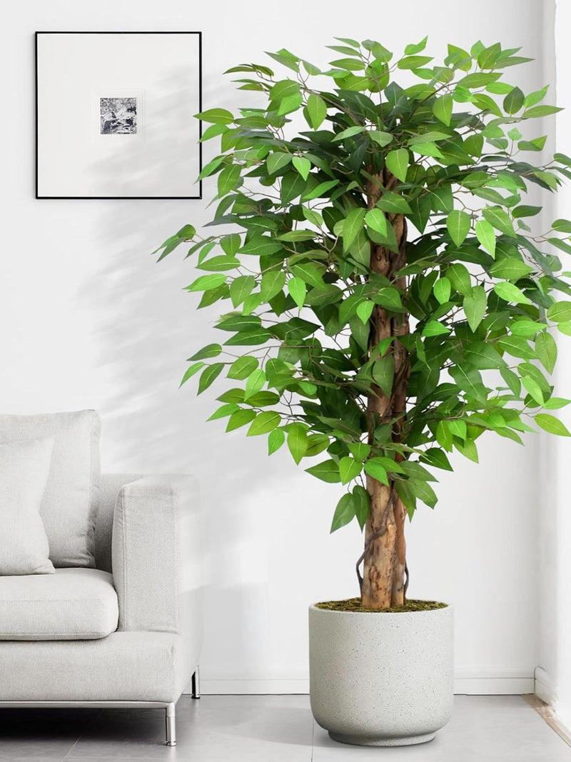 4FT Artificial Ficus Tree 48Ó Faux Indoor Plant Lifelike Fake Tree Home Decor faux plants