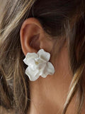 White Porcelain Bridal Flower Earrings: Handmade Polymer Clay Wedding Jewelry wedding flower