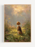 Beagle Wildflower Oil Painting Print, Framed Poster or Canvas Meadow Wall Art Gift Dog Remembrance Country Decor Memorial Field Artwork house warming flower