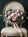 Pink Rose Bridal Bouquet, Artificial Silk Flowers, Wedding Bridesmaid Bouquet wedding flower