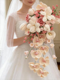 Crochet Cascading Bridal Bouquet - Handmade Plush Wedding Bouquet, Gift for Bride, Friend, Engagement Bouquet