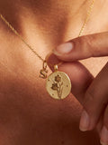 Personalized Tiny Birth Flower Necklace ¥ 14K Gold & Sterling Silver Botanical Pendant ANNIVERSARY